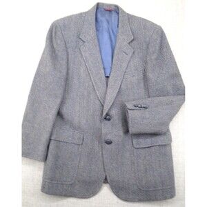 VTG Hart Schaffner & Marx 42R Grey Wool Blazer Herringbone Sport Coat Jacket